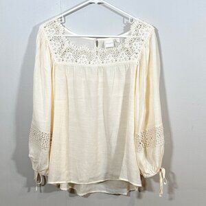 NWOT Zac & Rachel Boho Peasant Square Neck Lace Blouse Shirt Size XL Bohemian